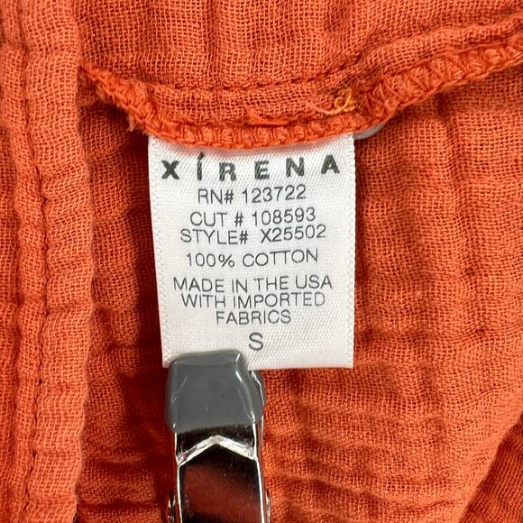 XIRENA Atlee Shirt Womens Small Deep Amber Orange Long Sleeve Button Up Gauze - Picture 10 of 16
